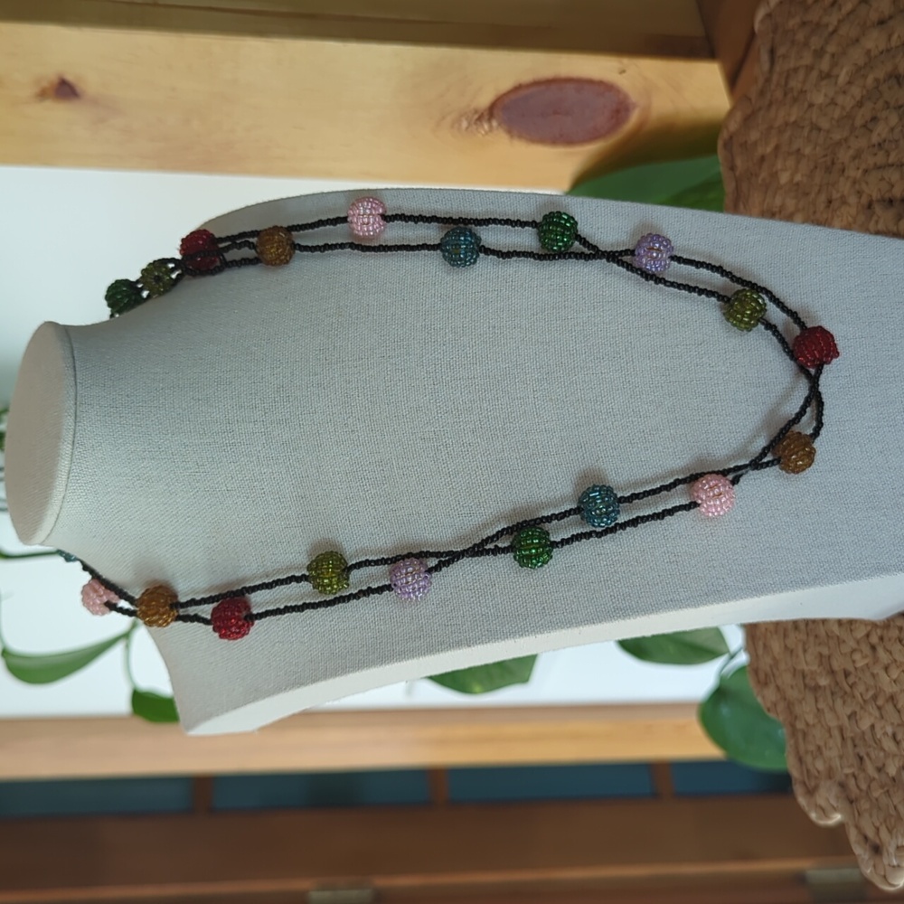 Multicolor Sead Bead Necklace 48"